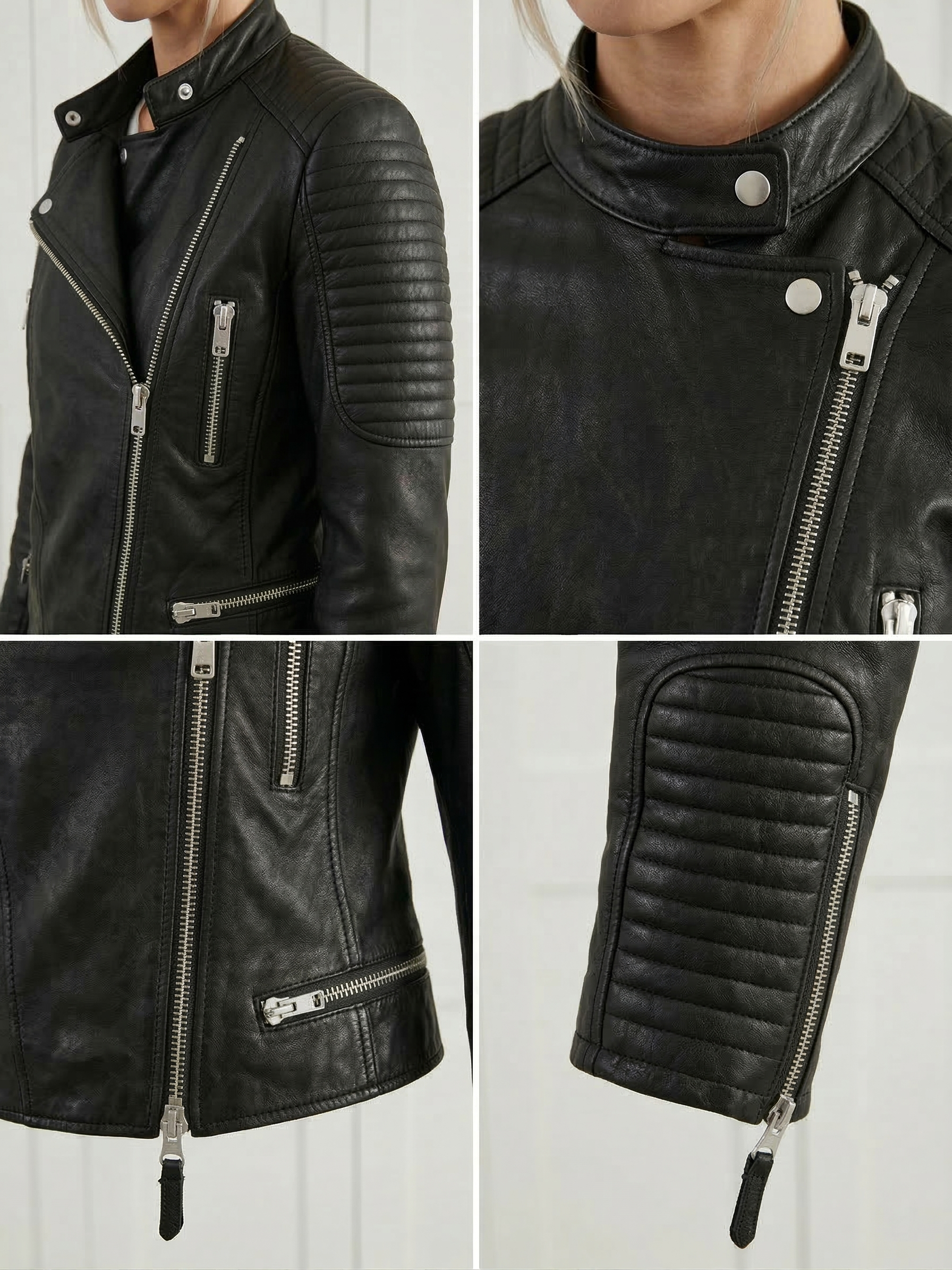 Sophia - Vegan Leather Moto Jacket